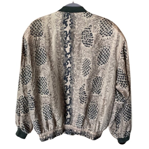 Fuda International Womens 100% Silk Bomber Jacket Animal Print Snake Size M - Picture 3 of 6